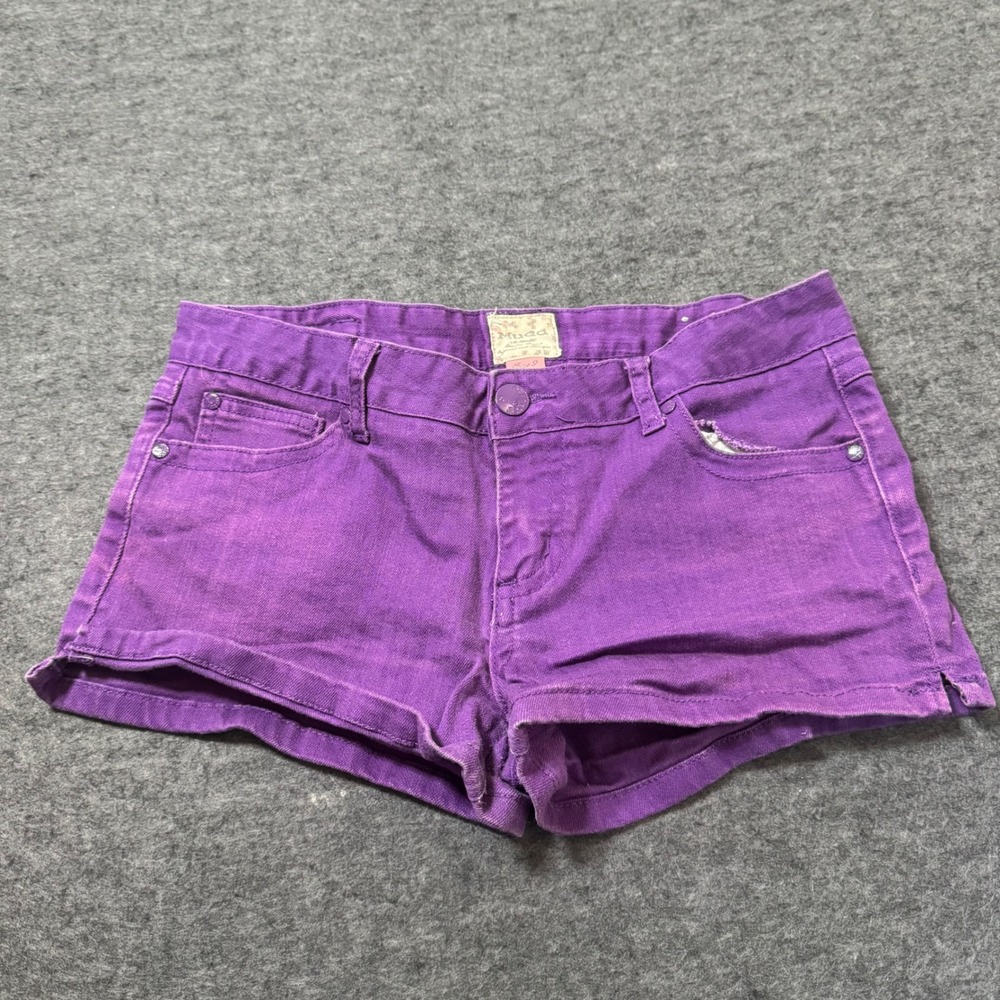 VTG Y2K Mudd Purple Denim Shorts Low Rise Size 9 Grunge Goth Faded
